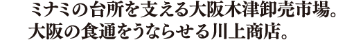 ミナミの台所を支える大阪木津卸売市場。大阪の食通をうならせる川上商店。